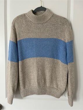 Aerie Small Neutral and Blue Longsleeve Turtleneck Sweater